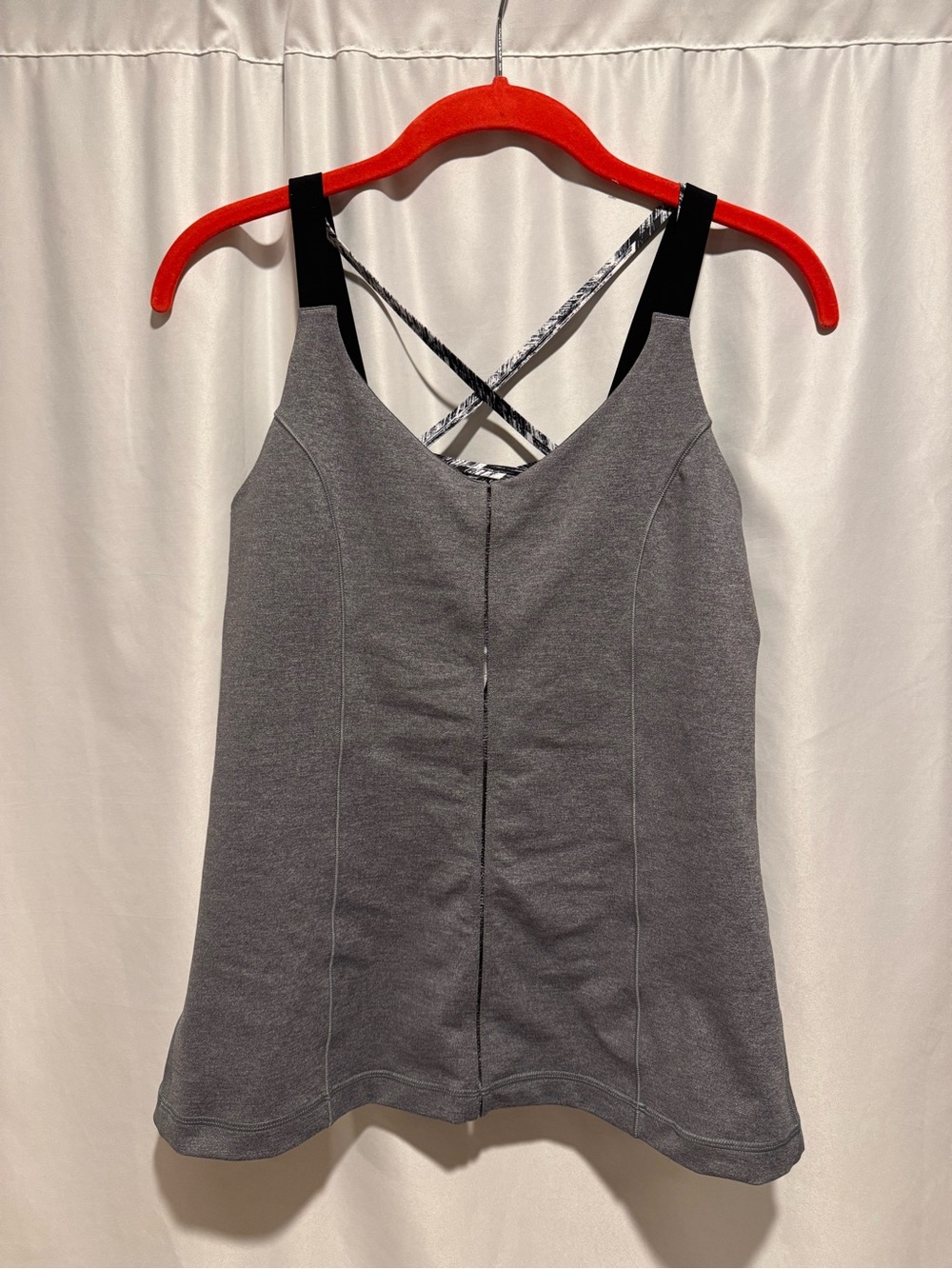 lululemon athletica Gray Tank with Black Straps and Printed Crossback